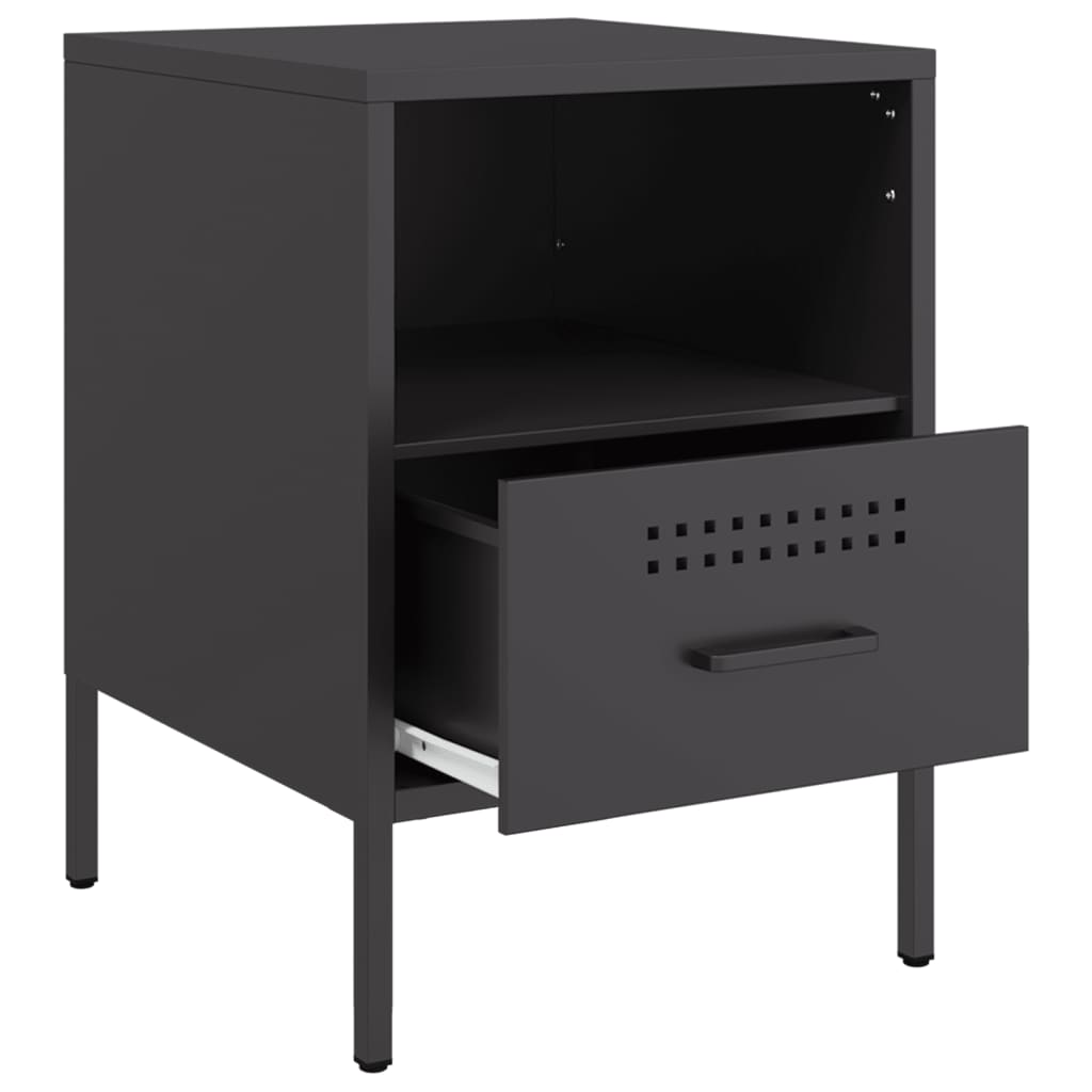Nightstands, 2 pcs., black, 36x39x50.5cm, steel
