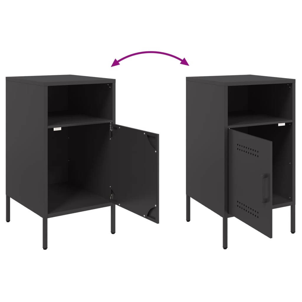 Nightstands, 2 pcs., black, 36x39x68cm, steel