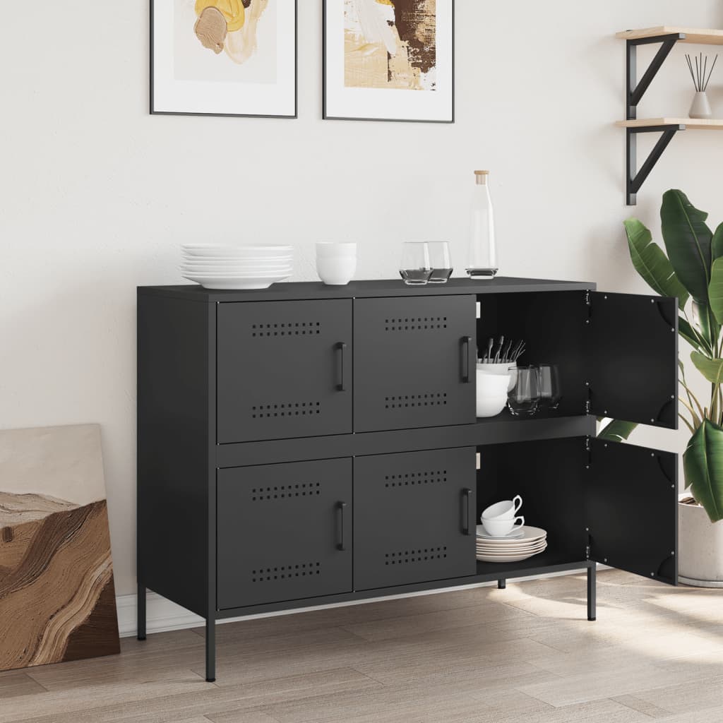 Sideboard, black, 100.5x39x79cm, steel