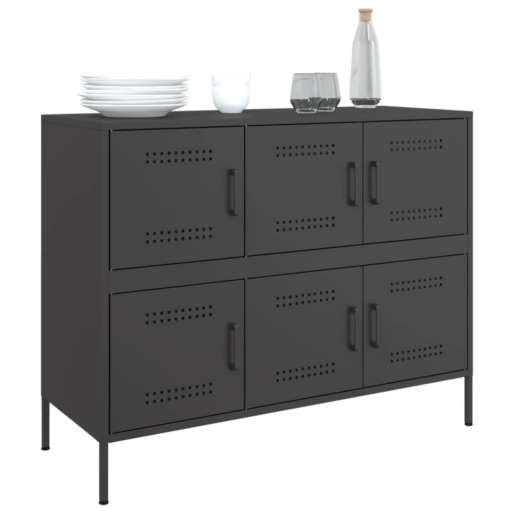 Sideboard, black, 100.5x39x79cm, steel