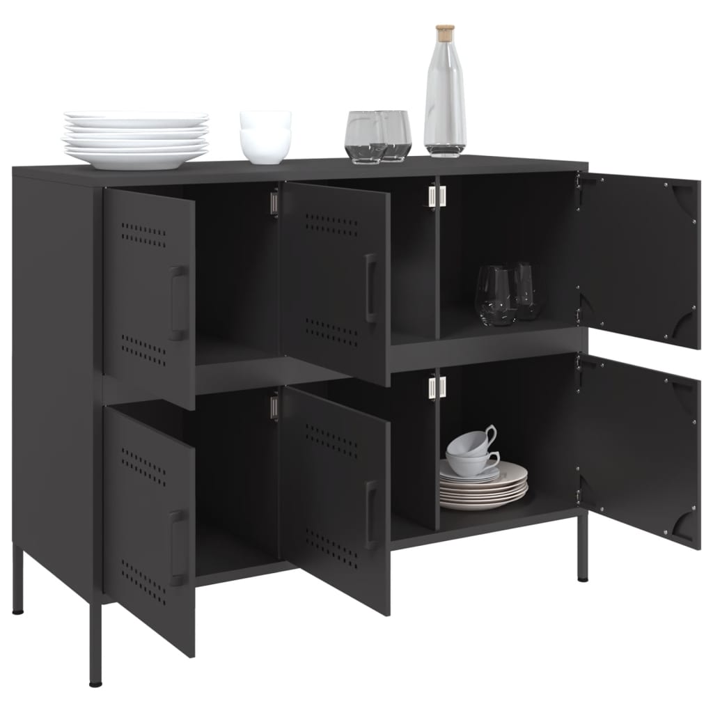 Sideboard, black, 100.5x39x79cm, steel