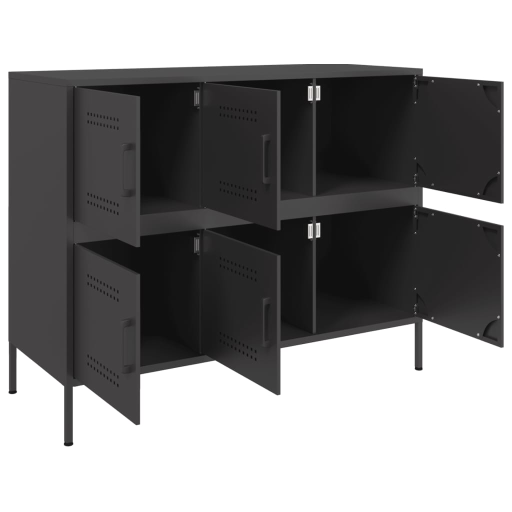Sideboard, black, 100.5x39x79cm, steel
