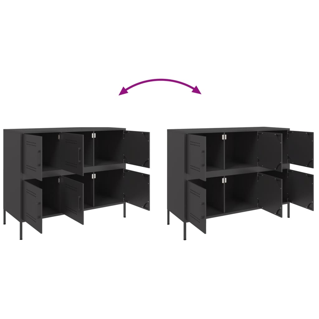 Sideboard, black, 100.5x39x79cm, steel