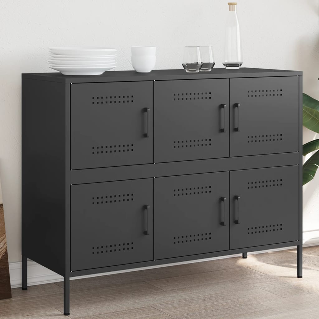 Sideboard, black, 100.5x39x79cm, steel