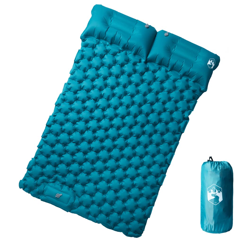 Self-inflating double camping mat, blue