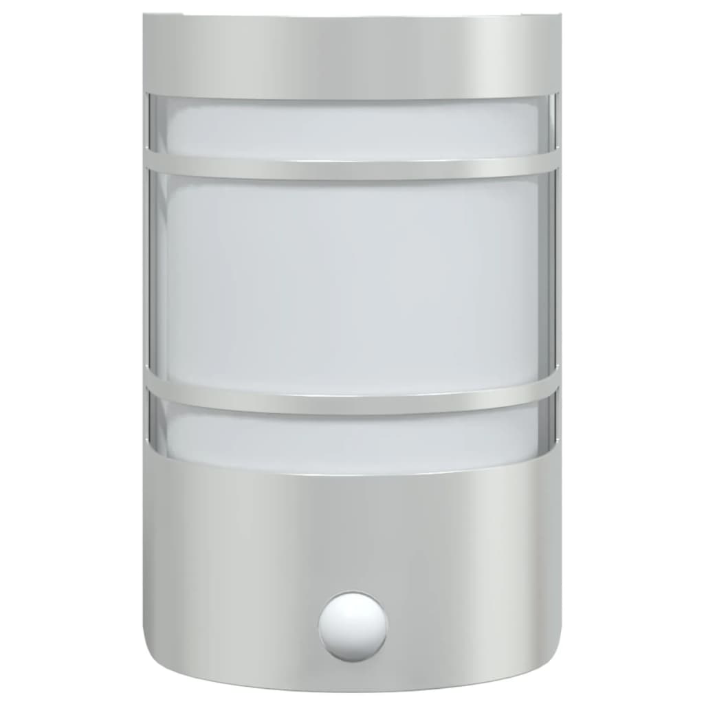 Outdoor sensor lights, 2 pcs, silver, steel