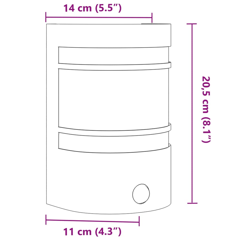 Outdoor sensor lights, 2 pcs, silver, steel