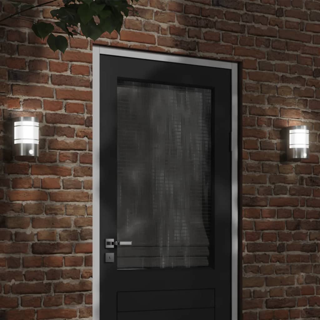 Outdoor sensor lights, 2 pcs, silver, steel