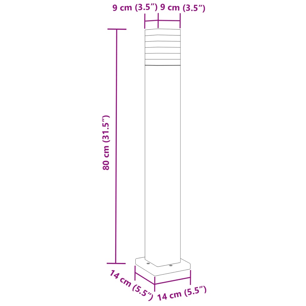 Outdoor lamp, black, 80cm, aluminum