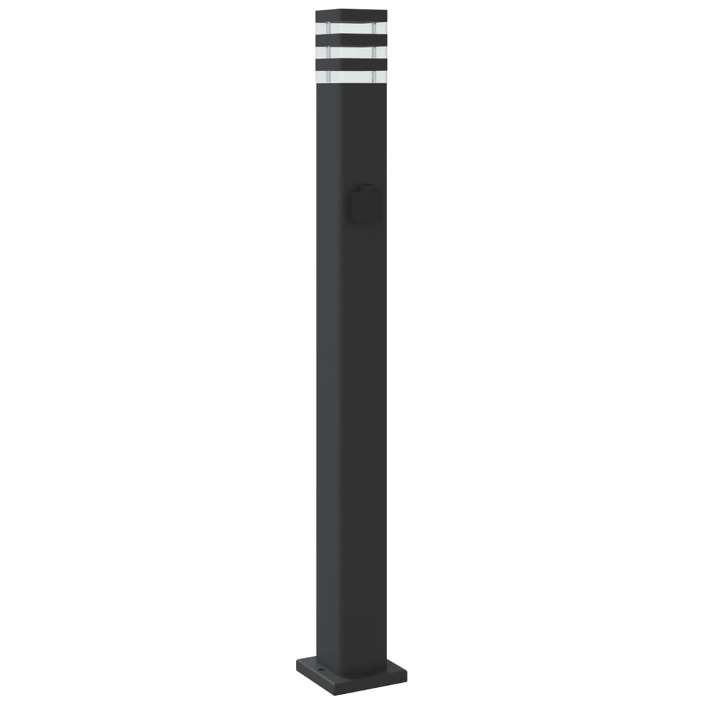 Lauko šviestuvas su išvedimu, juodas, 110cm, aliuminis