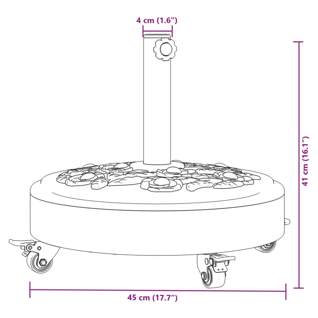 Skėčio nuo saulės pagrindas su ratukais 38/48mm stulpams, 27kg