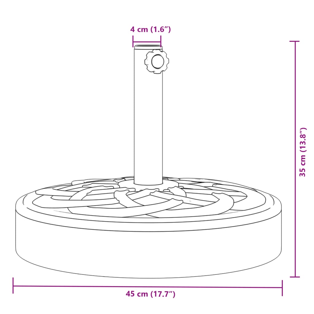 Parasol base for 38/48mm diameter poles, 25kg