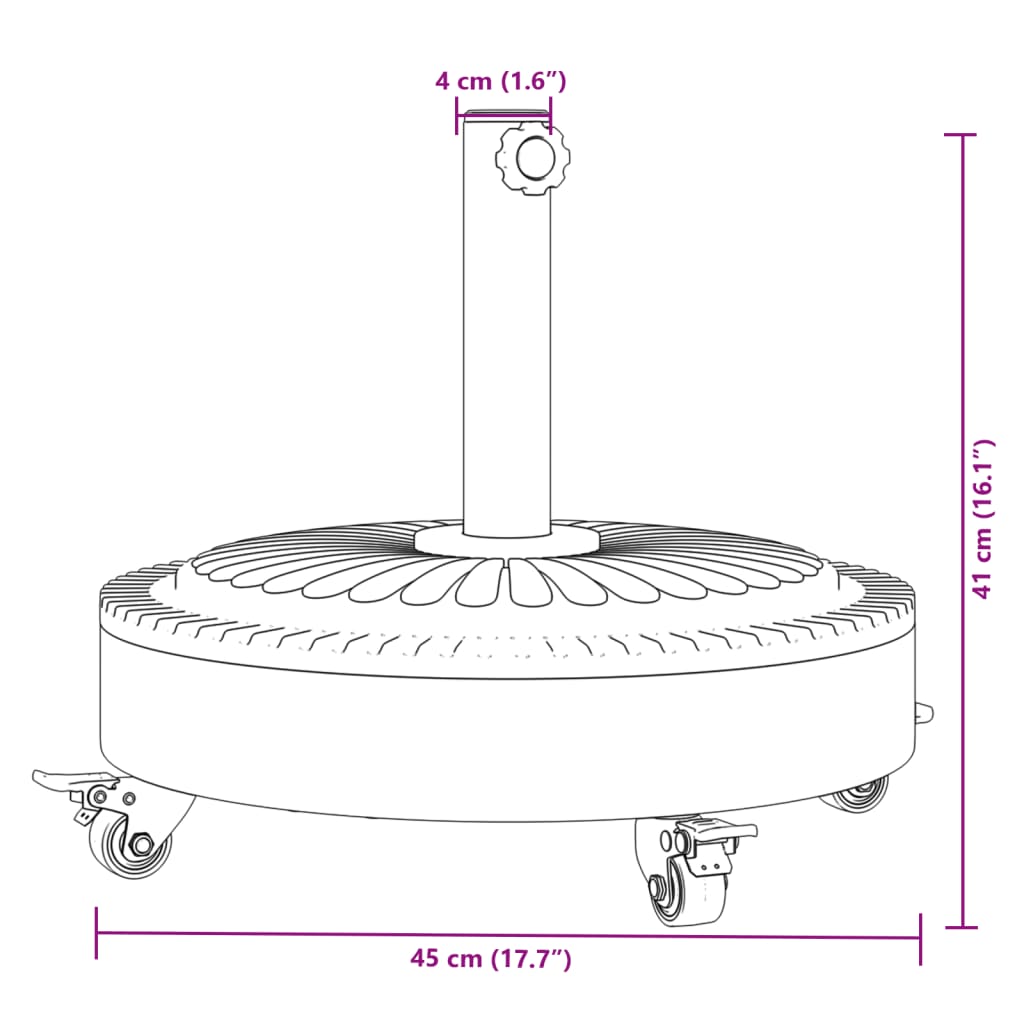 Skėčio nuo saulės pagrindas su ratukais 38/48mm stulpams, 27kg