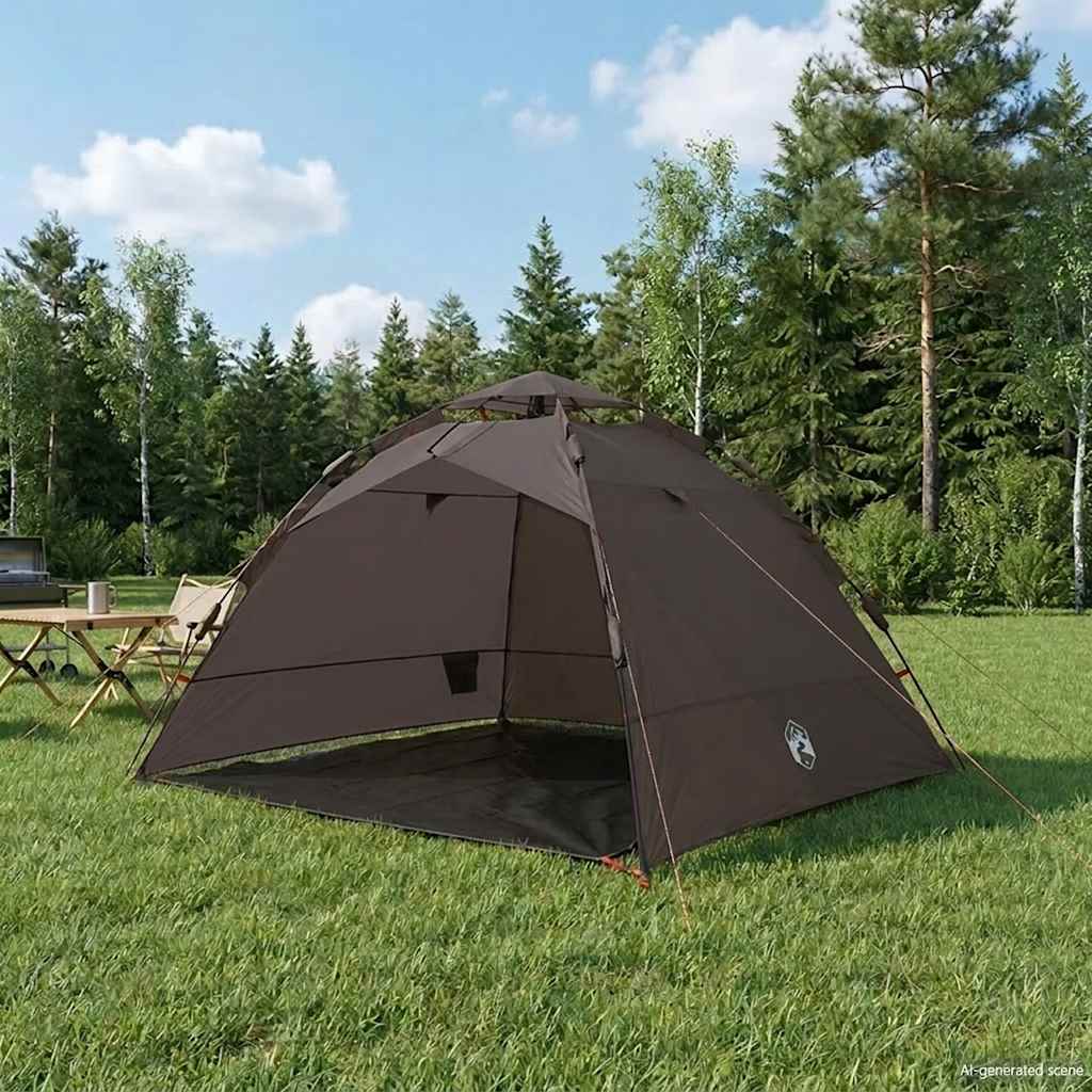 Fishing tent, brown, four-person, quick-release