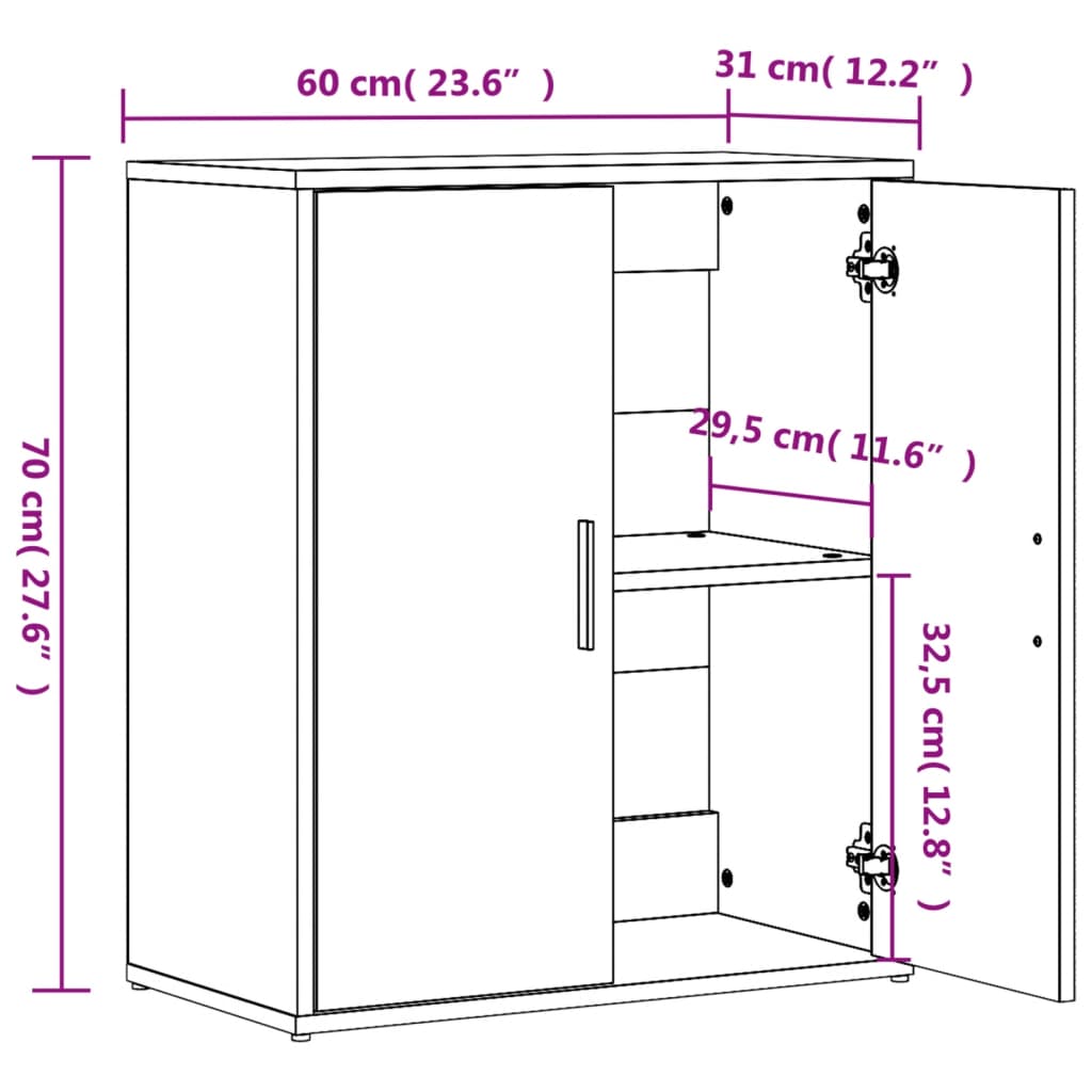 Sideboards, 2 pcs, smoky oak, 60x31x70cm, wood