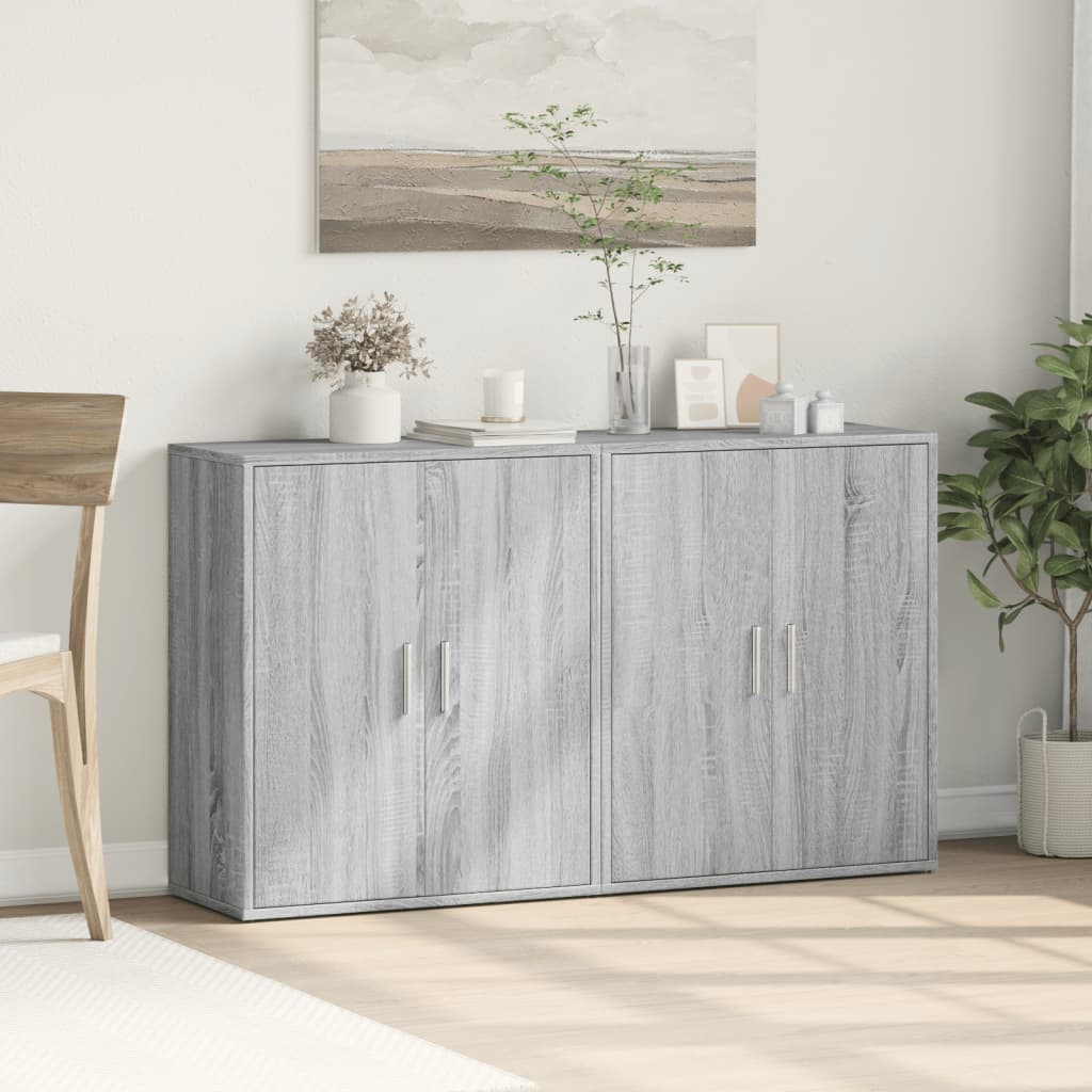 Šoninės spintelės, 2vnt., pilkos ąžuolo, 60x31x70cm, mediena