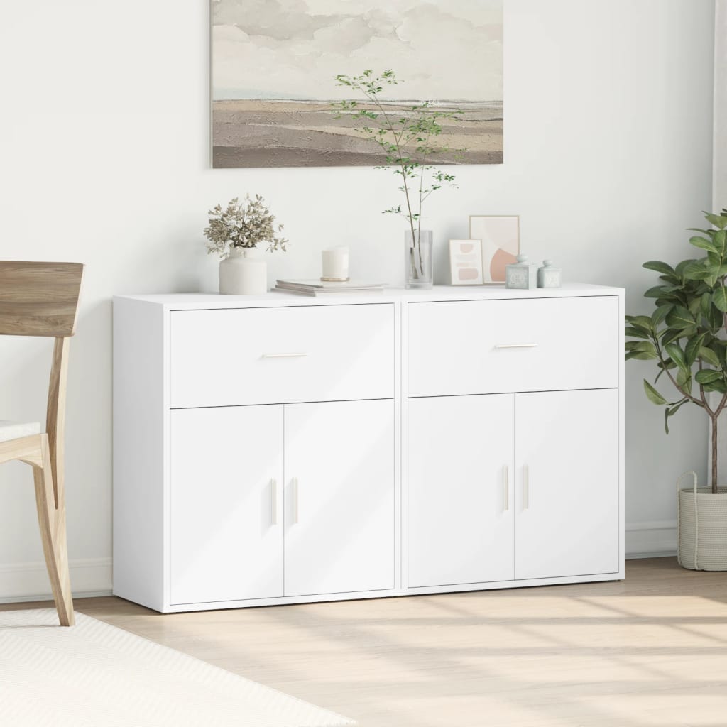 Sideboards, 2 pcs, white, 60x31x70 cm, engineered wood