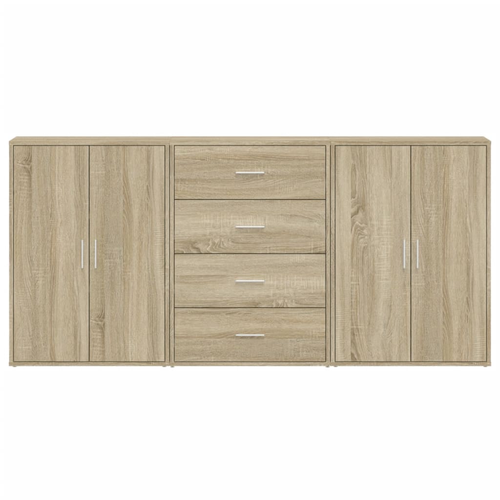 Šoninės spintelės, 3vnt., ąžuolo, 60x31x84cm, apdirbta mediena