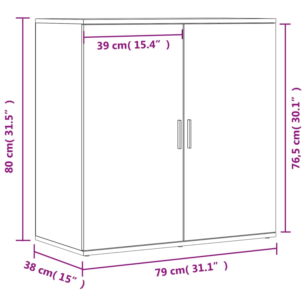 Šoninės spintelės, 2vnt., baltos, 79x38x80cm, apdirbta mediena