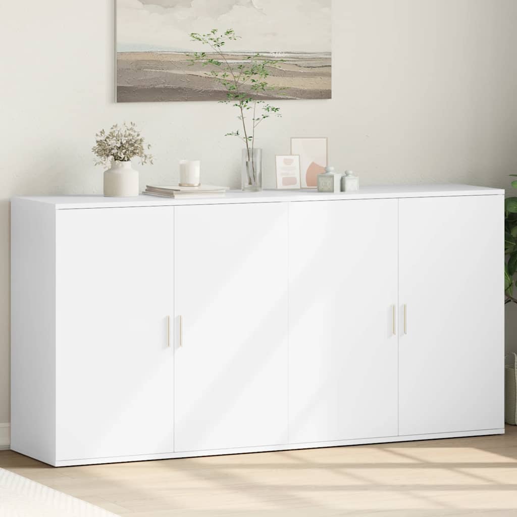 Šoninės spintelės, 2vnt., baltos, 79x38x80cm, apdirbta mediena