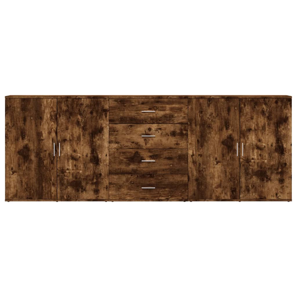 Side cabinets, 3 pcs., smoky oak, engineered wood