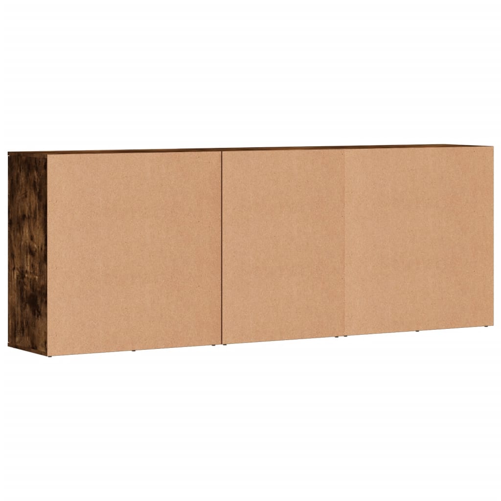 Side cabinets, 3 pcs., smoky oak, engineered wood