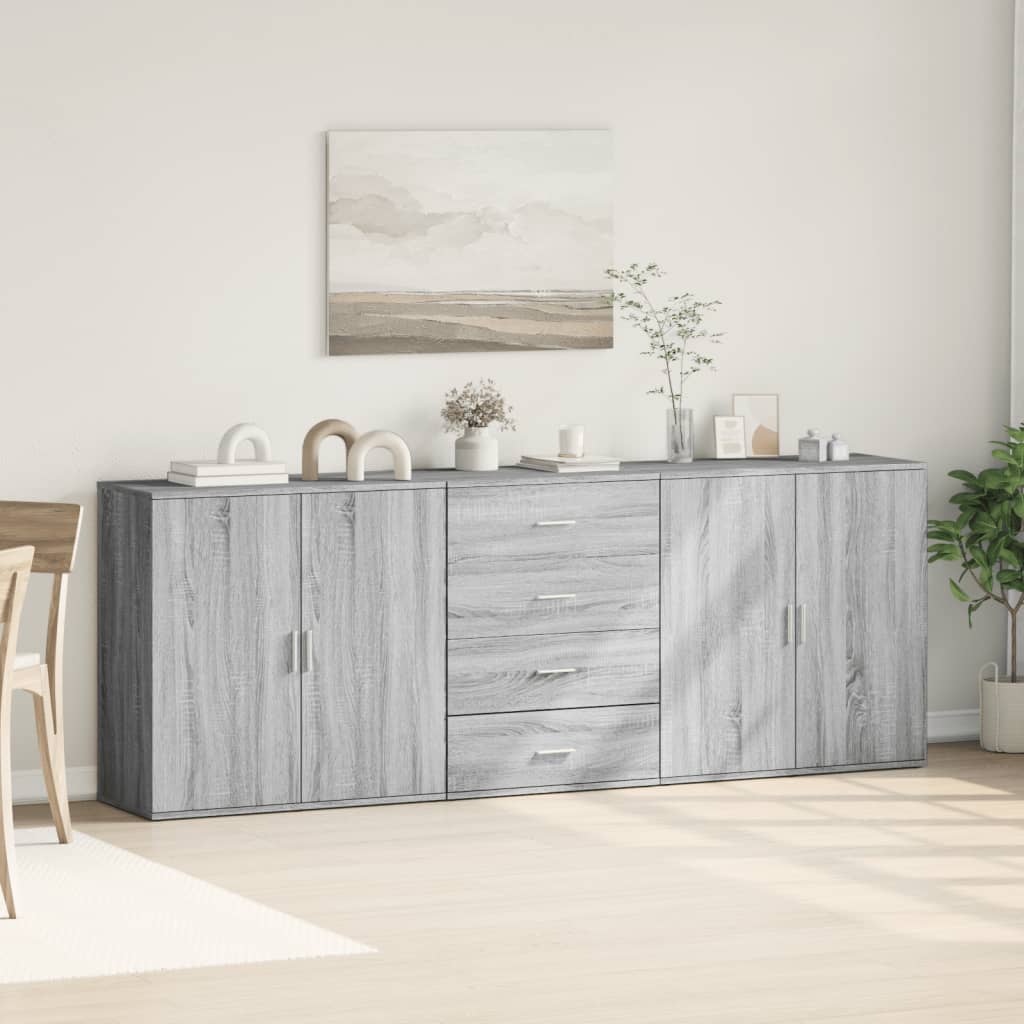 Sideboards, 3 pcs., grey oak, engineered wood