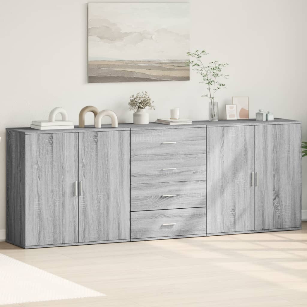 Sideboards, 3 pcs., grey oak, engineered wood