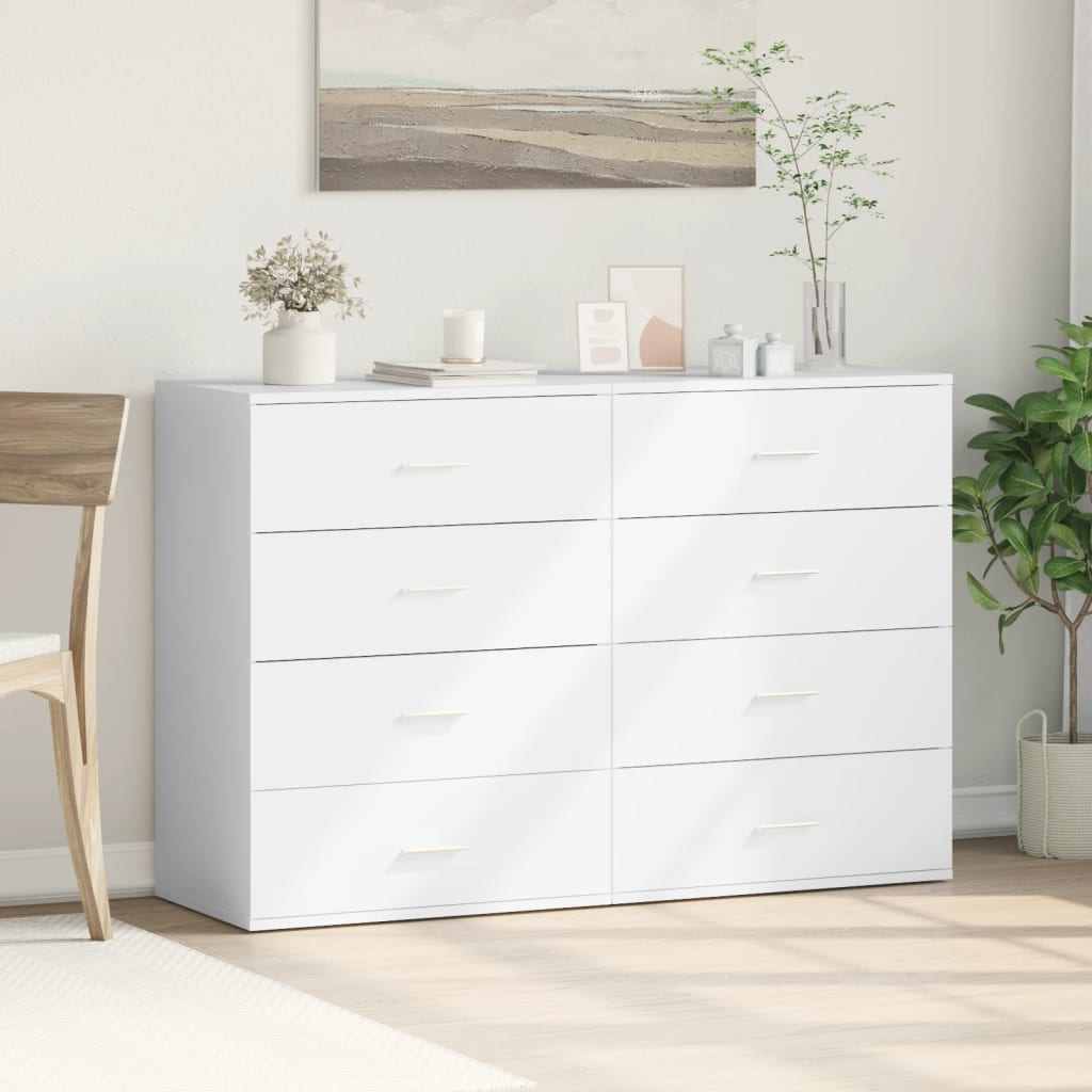 Šoninės spintelės, 2vnt., baltos, 60x39x80cm, apdirbta mediena