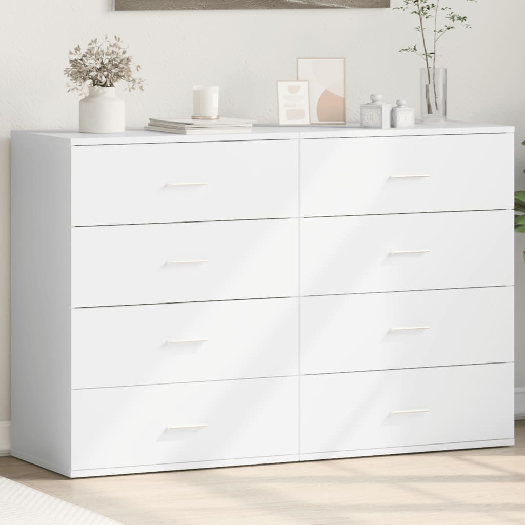 Šoninės spintelės, 2vnt., baltos, 60x39x80cm, apdirbta mediena