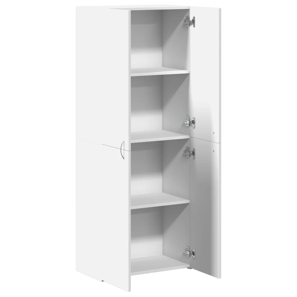 Filing cabinet, white, 60x32x153cm, engineered wood
