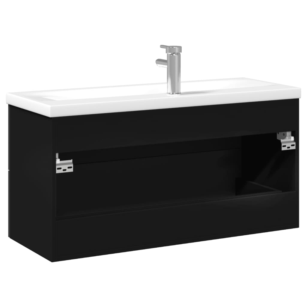 Vannas istabas izlietnes skapītis ar iebūvētu izlietni, melns