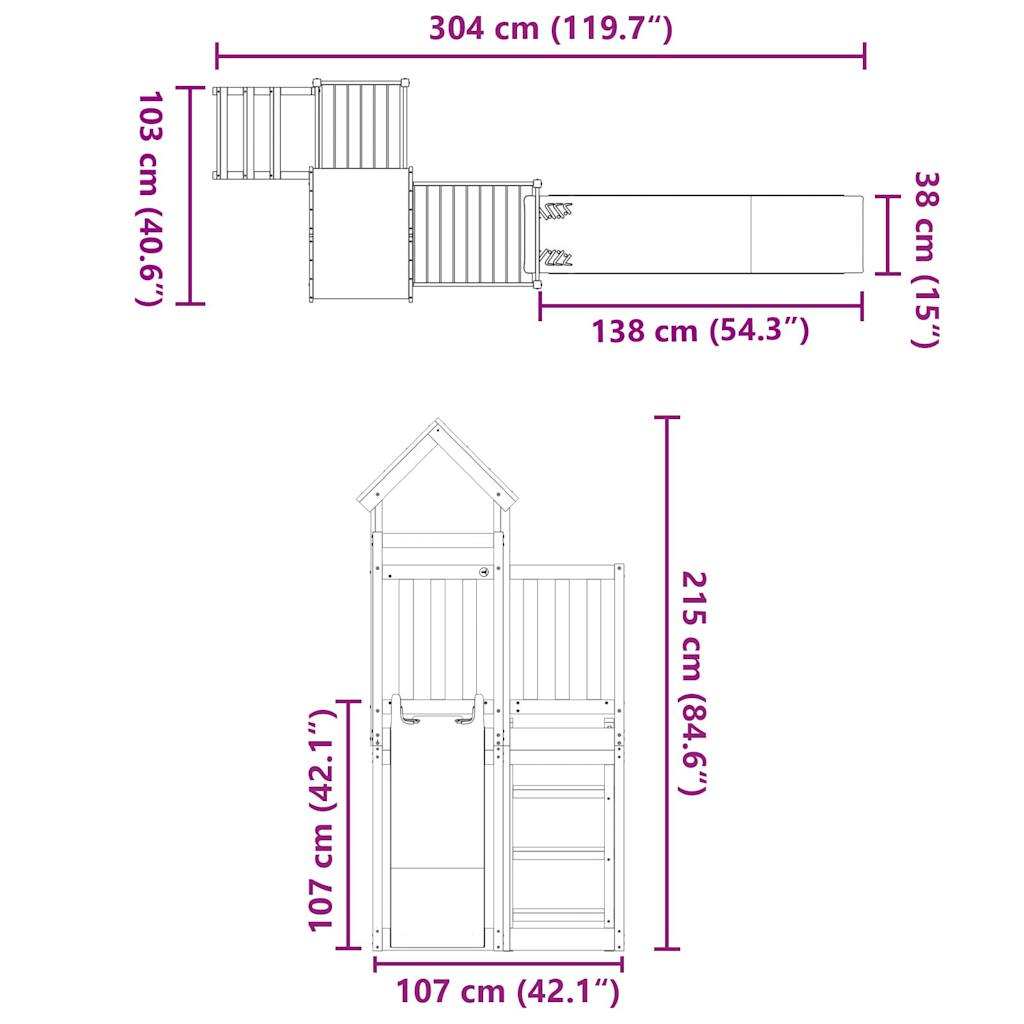 Outdoor playground set, impregnated pine wood