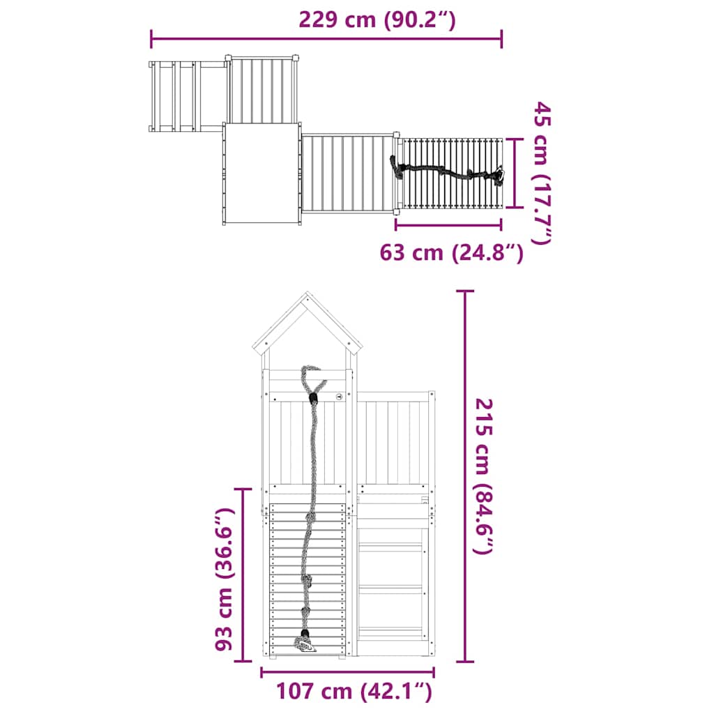 Outdoor play area set, solid Douglas fir