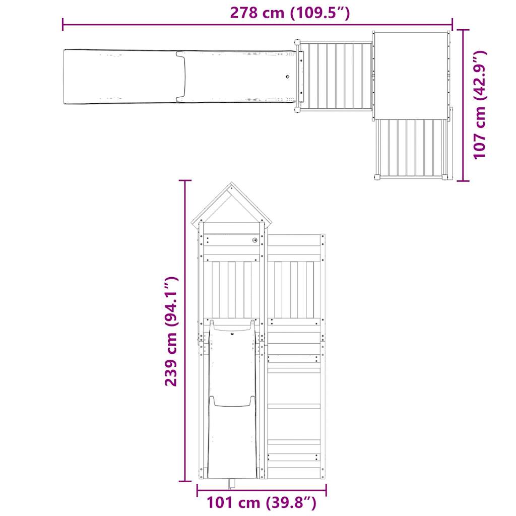 Outdoor playground set, impregnated pine wood
