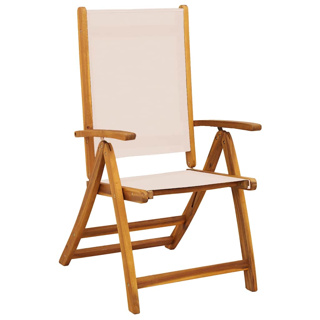 Folding garden chairs, 8 pcs, solid acacia wood and textilene