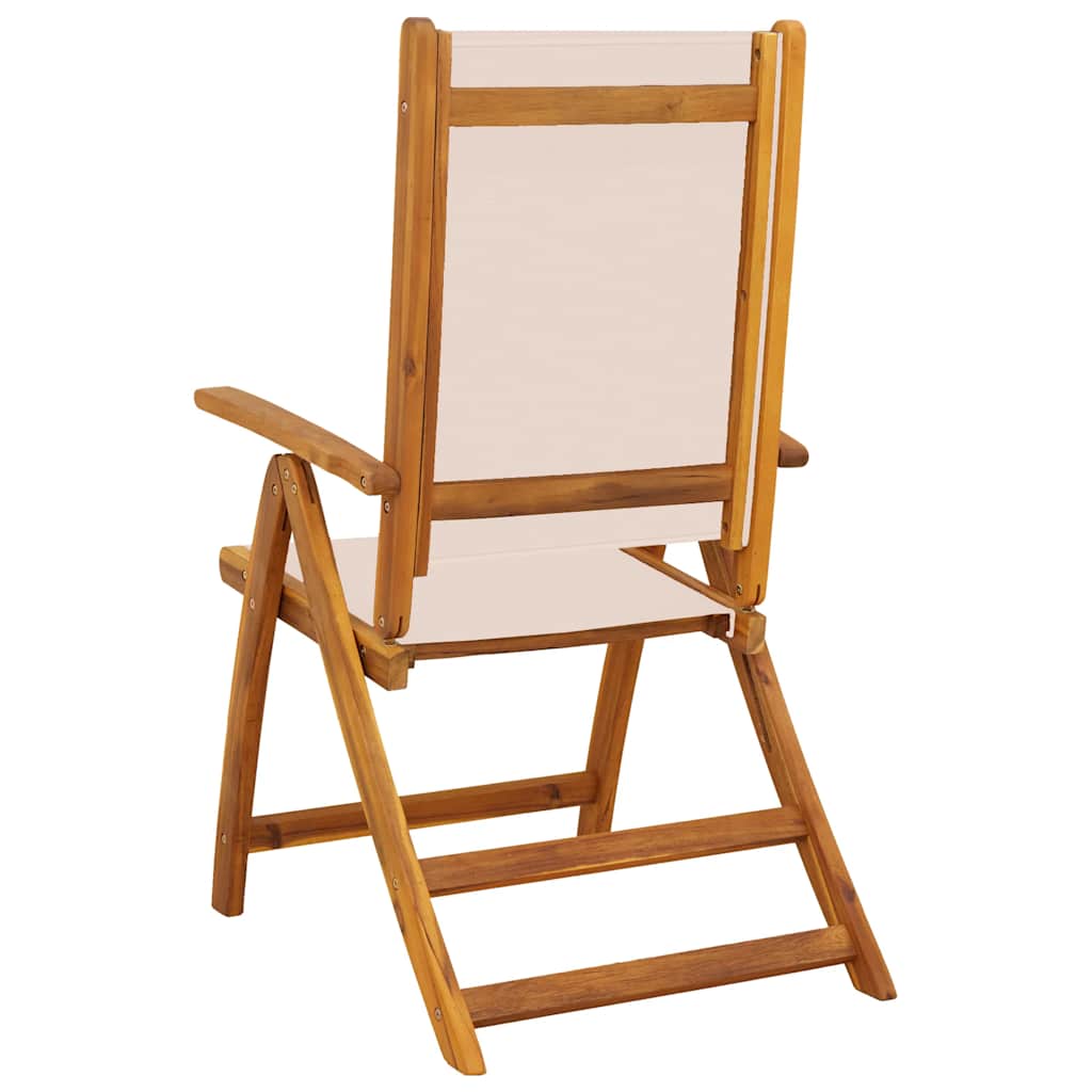 Folding garden chairs, 8 pcs, solid acacia wood and textilene