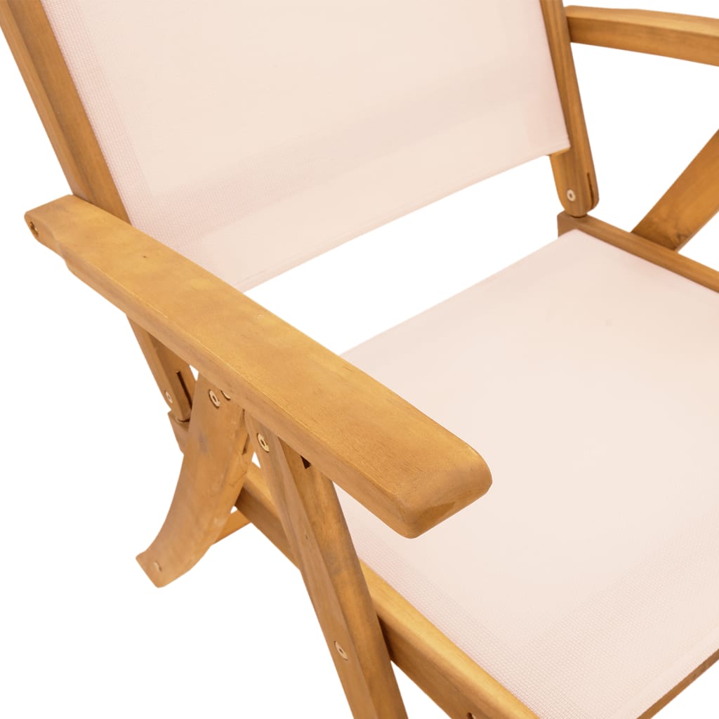 Folding garden chairs, 8 pcs, solid acacia wood and textilene