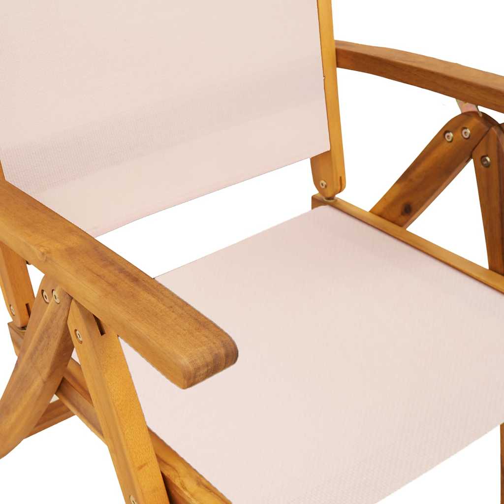 Folding garden chairs, 8 pcs, solid acacia wood and textilene