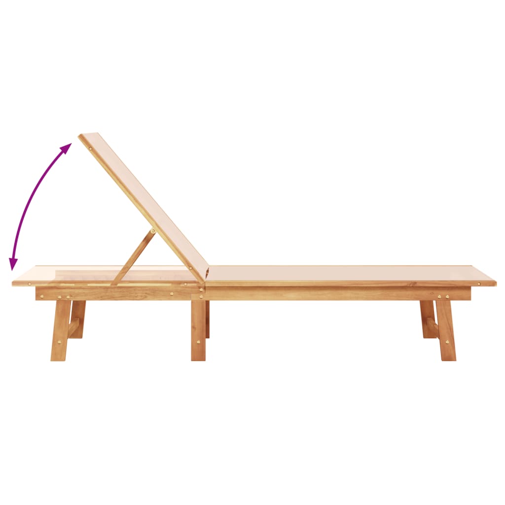 Sunloungers with Table, 2 pcs., Cream, Acacia/Textilene