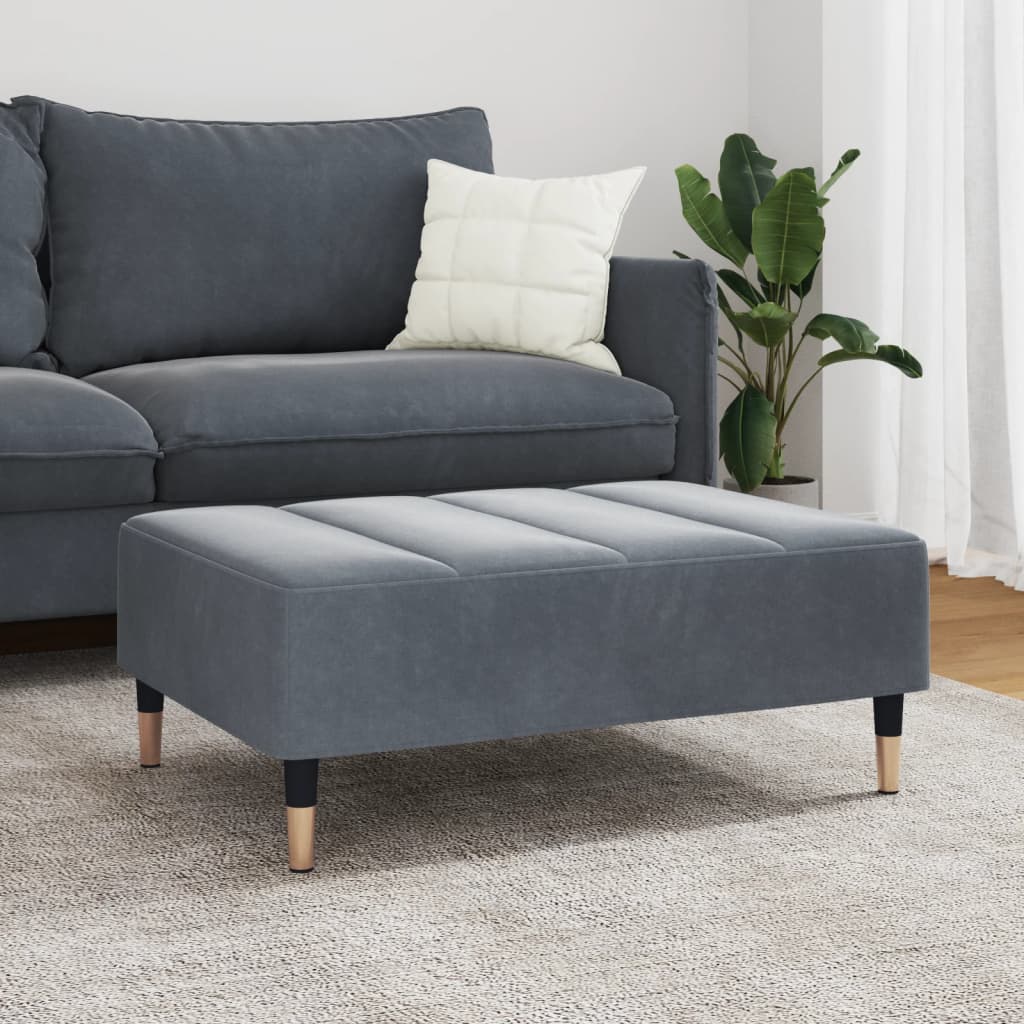 Footstool, dark gray, 77x55x31cm, velvet