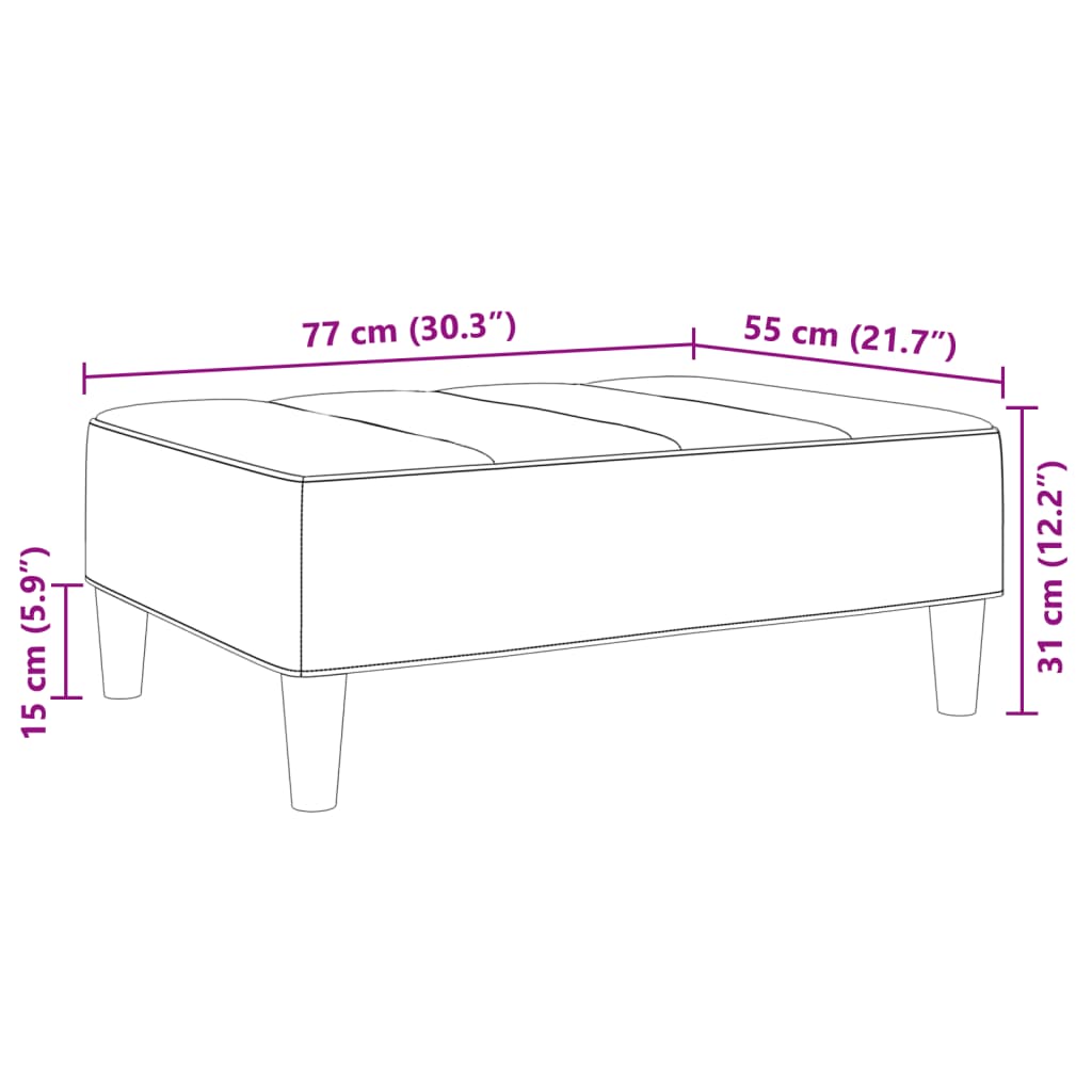 Footstool, dark gray, 77x55x31cm, velvet