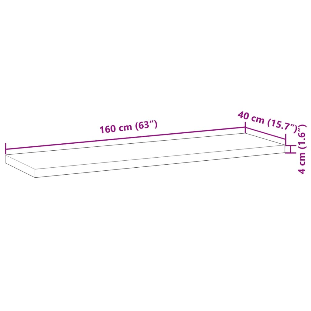 Wall shelf, 160x40x4cm, acacia, oiled