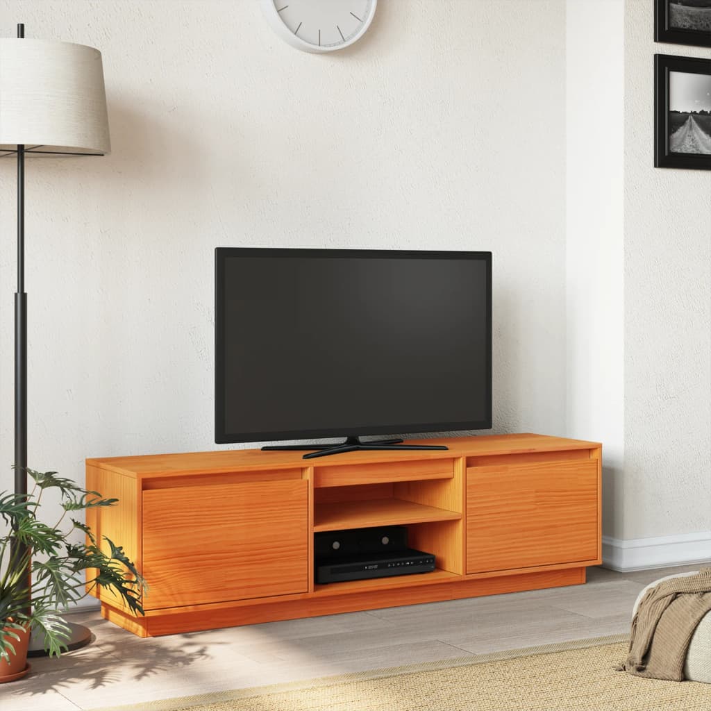 TV cabinet, wax brown, 140x35x40cm, solid pine