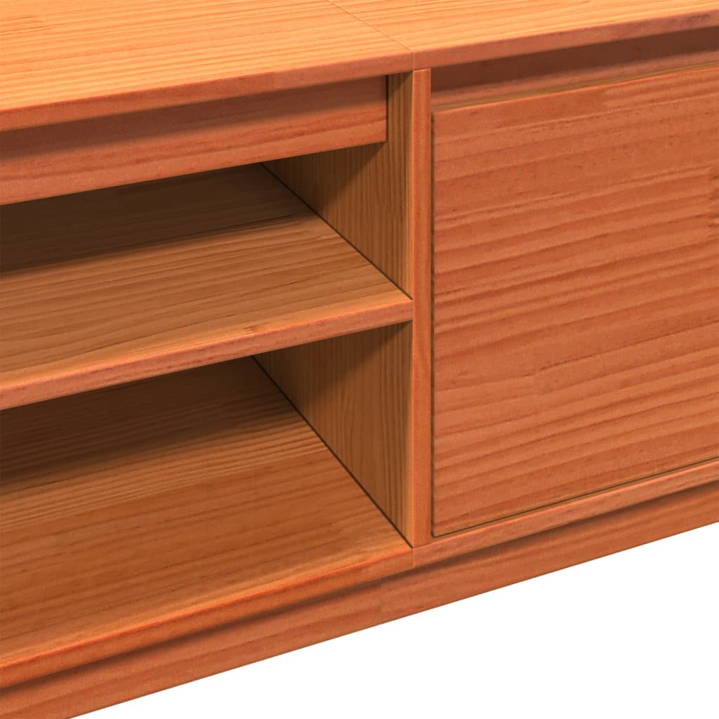 TV cabinet, wax brown, 140x35x40cm, solid pine