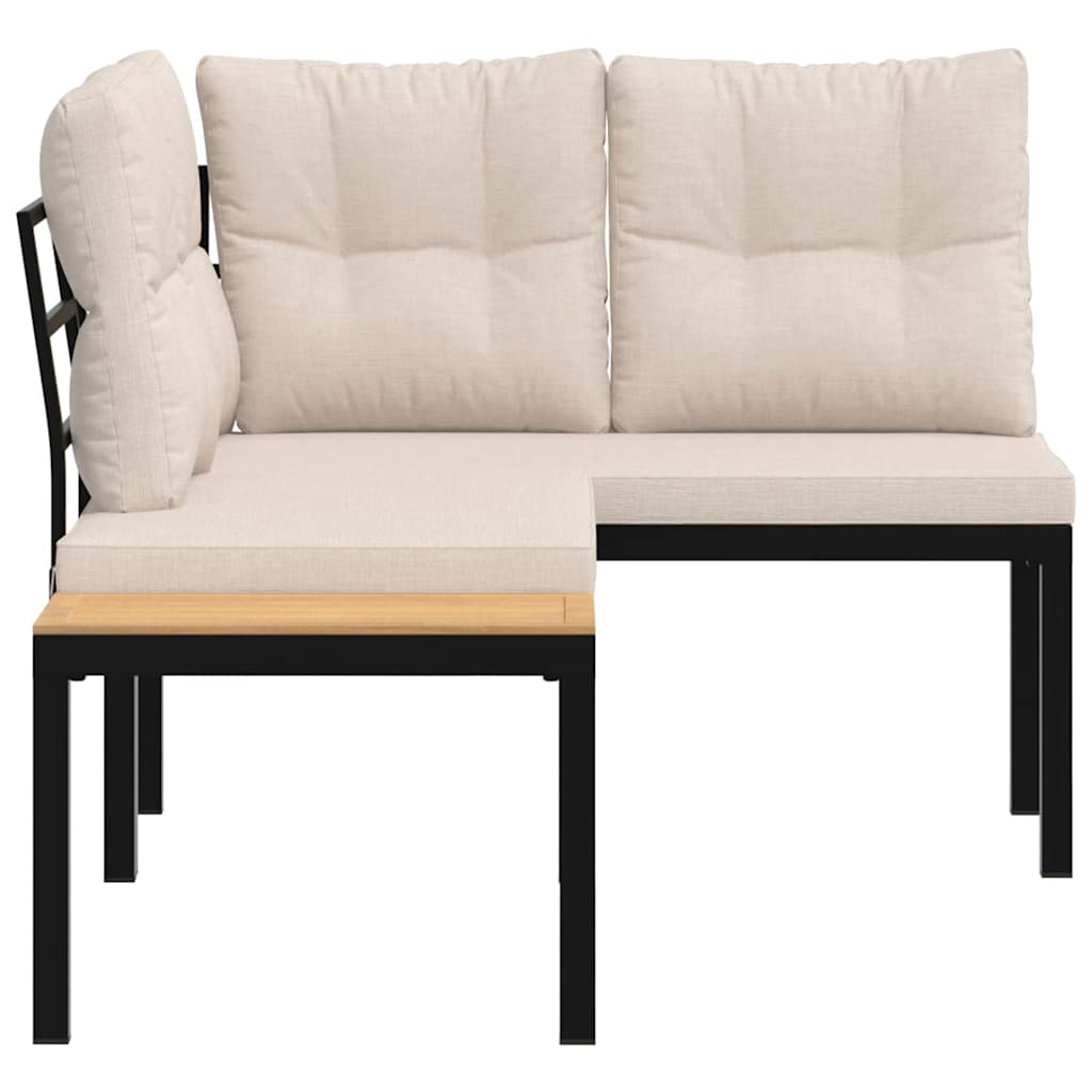 Garden Benches with Cushions, 2 pcs, Black, Steel