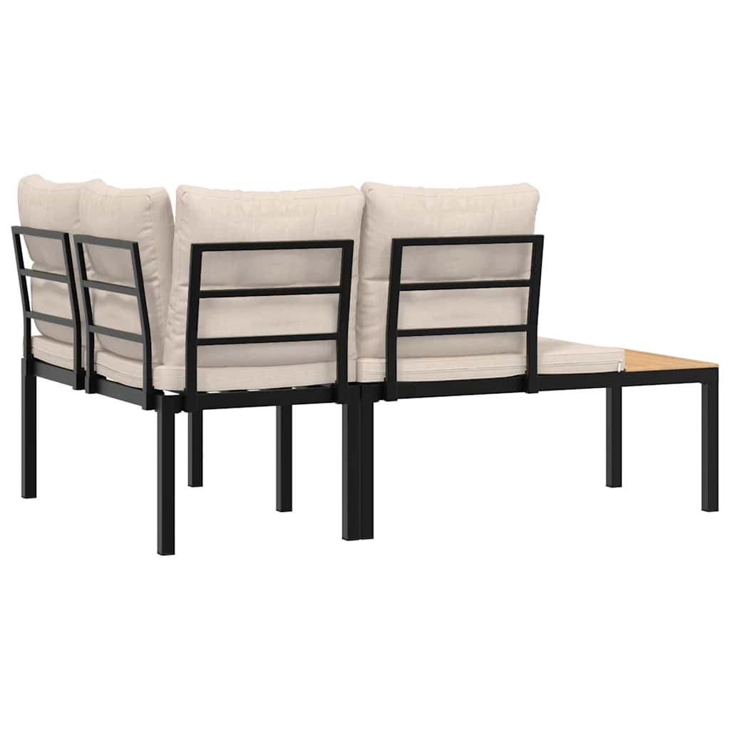 Garden Benches with Cushions, 2 pcs, Black, Steel