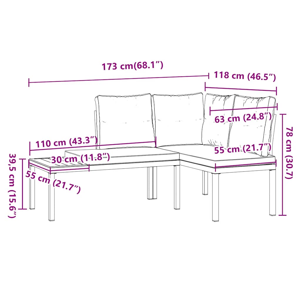 Garden Benches with Cushions, 2 pcs, Black, Steel