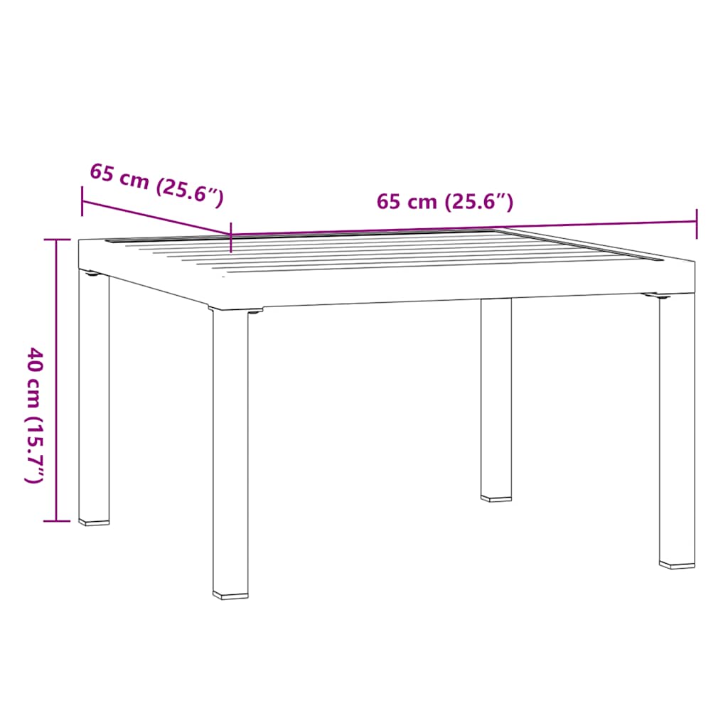 Garden coffee table, black, 65x65x40cm, aluminum