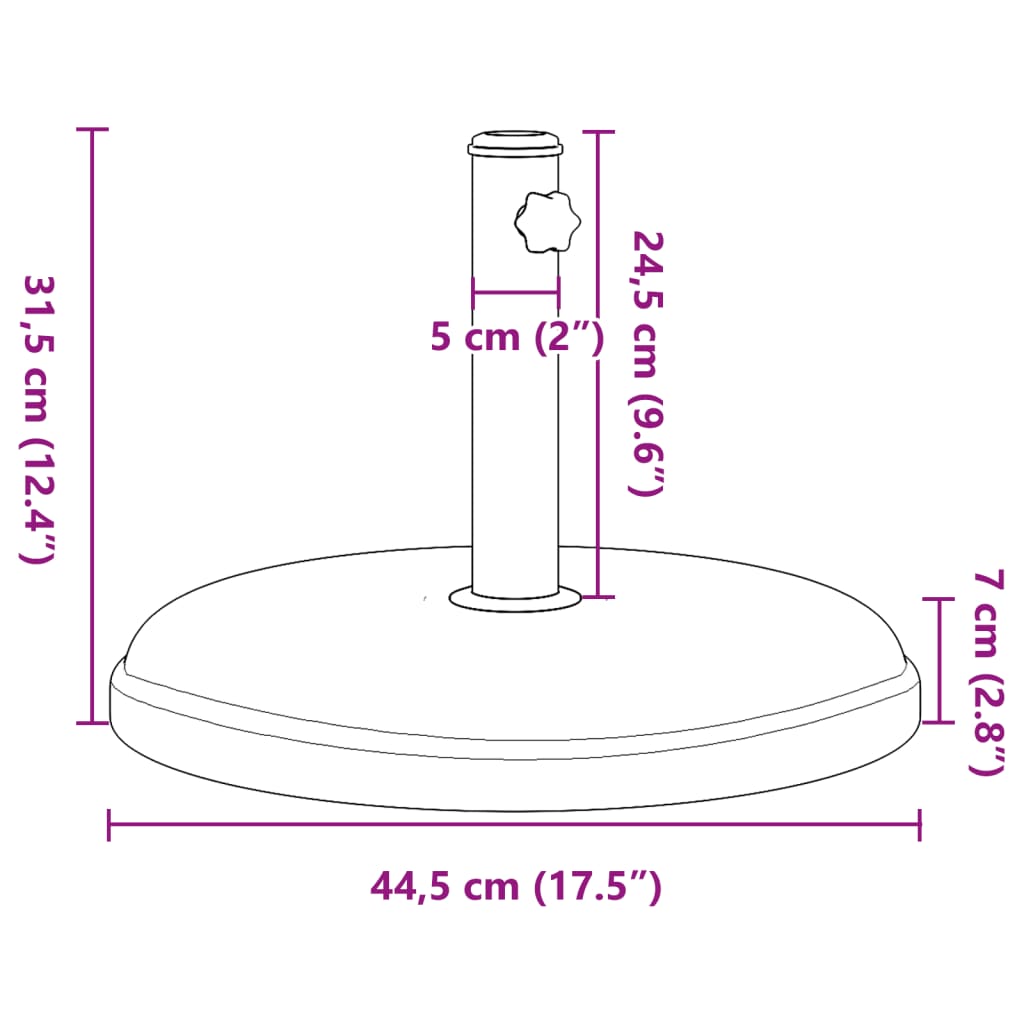 Skėčio nuo saulės pagrindas 32/35/38mm skersmens stulpams, 15kg